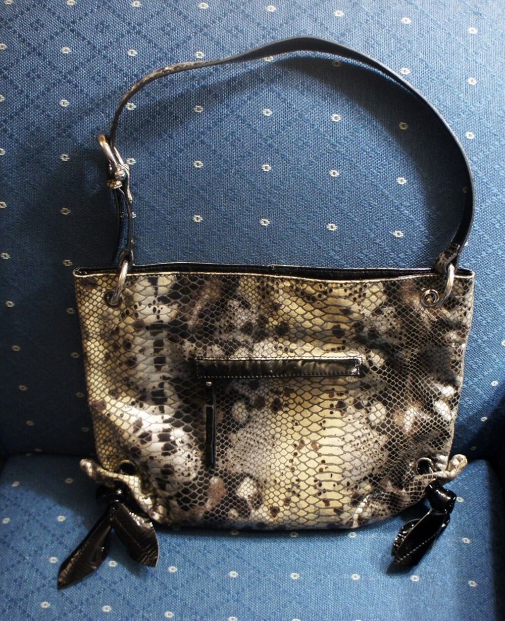 Chez by Cheryl Leather Snakeskin Print Handbag